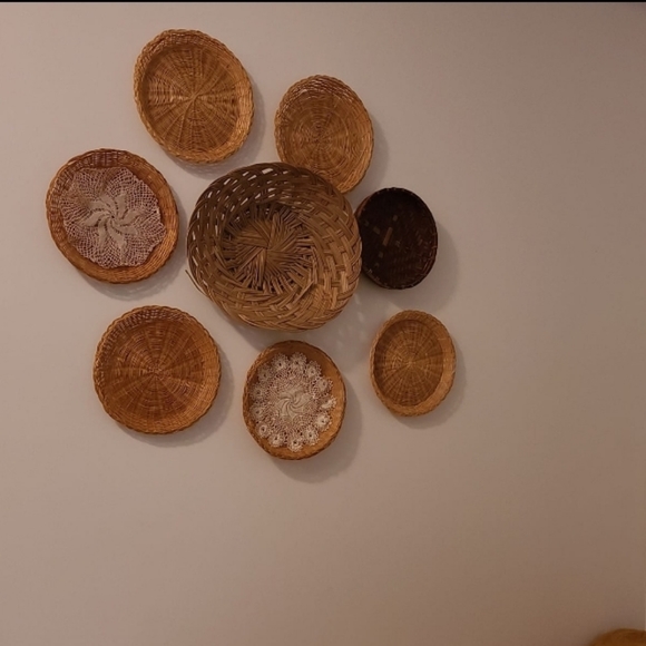 SOLD BOHEMIAN Wicker Rattan Basket Wall - Picture 6 of 6